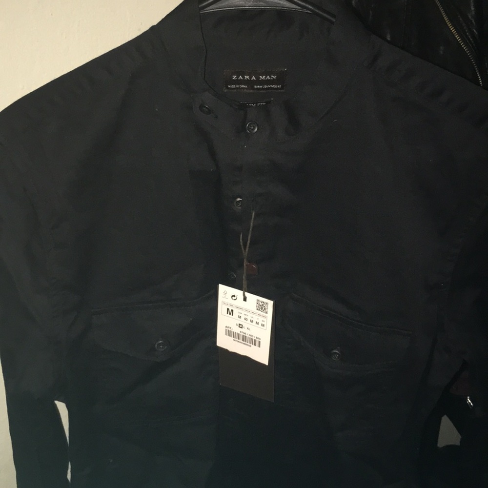 Mandarin collar men’s dress shirt